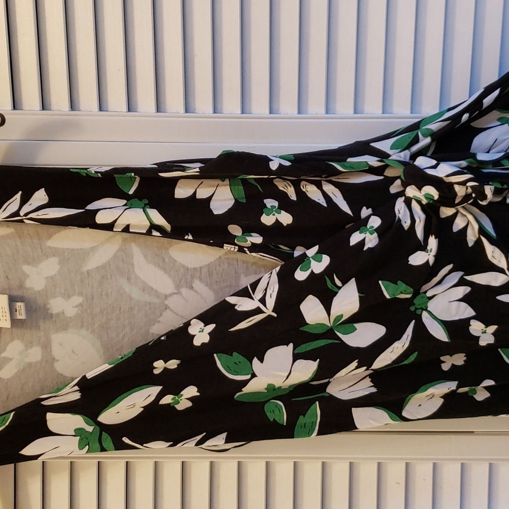 Wrap Dress - a new day size M.  Black with green and white flowers.